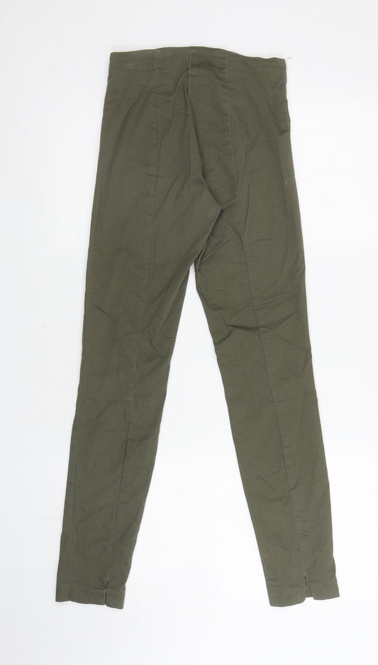 H&M Womens Green Cotton Jegging Trousers Size 6 L27.5 in Regular