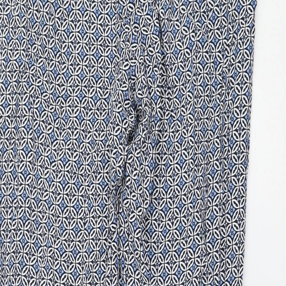 Marks and Spencer Womens Blue Geometric Viscose Capri Trousers Size 8 L28 in Regular