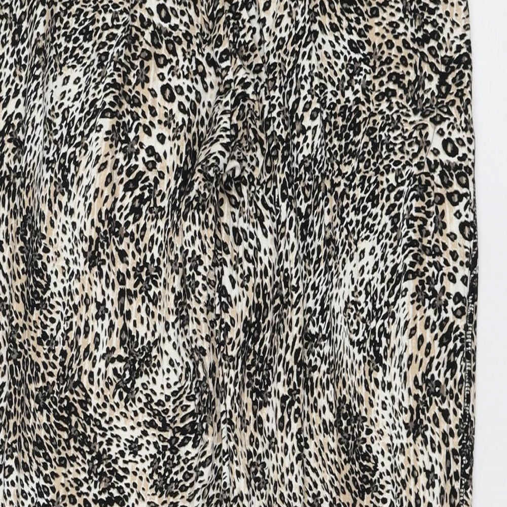 Marks and Spencer Womens Beige Animal Print Viscose Jogger Trousers Size 8 L26 in Regular