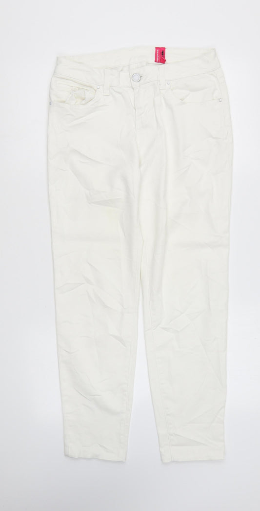 Yes Yes Womens White Cotton Skinny Jeans Size 10 L27 in Regular Zip