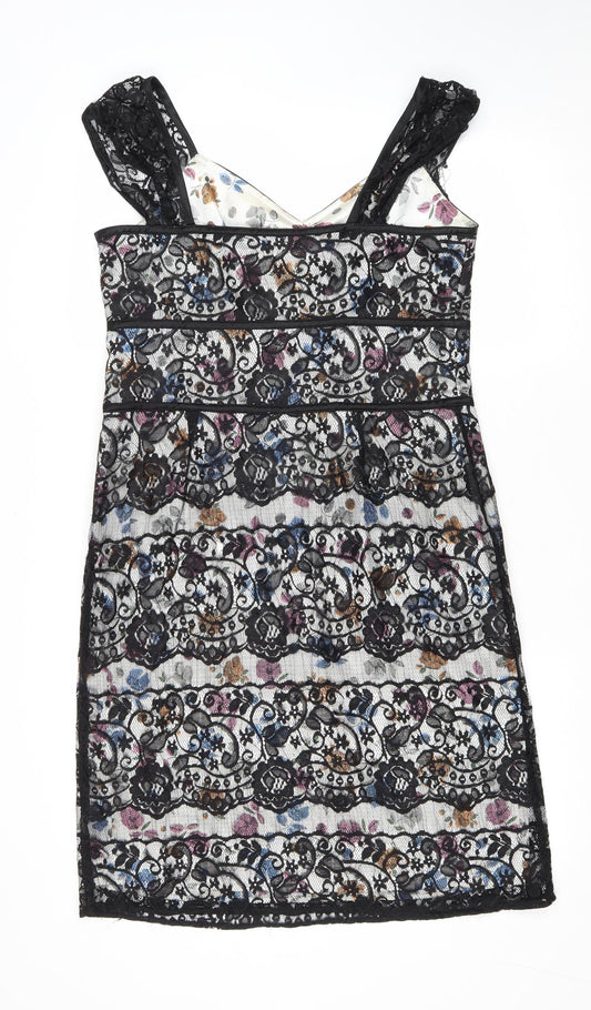 Trinny & Susannah Womens Multicoloured Floral Polyester Tank Dress Size 14 Sweetheart Zip