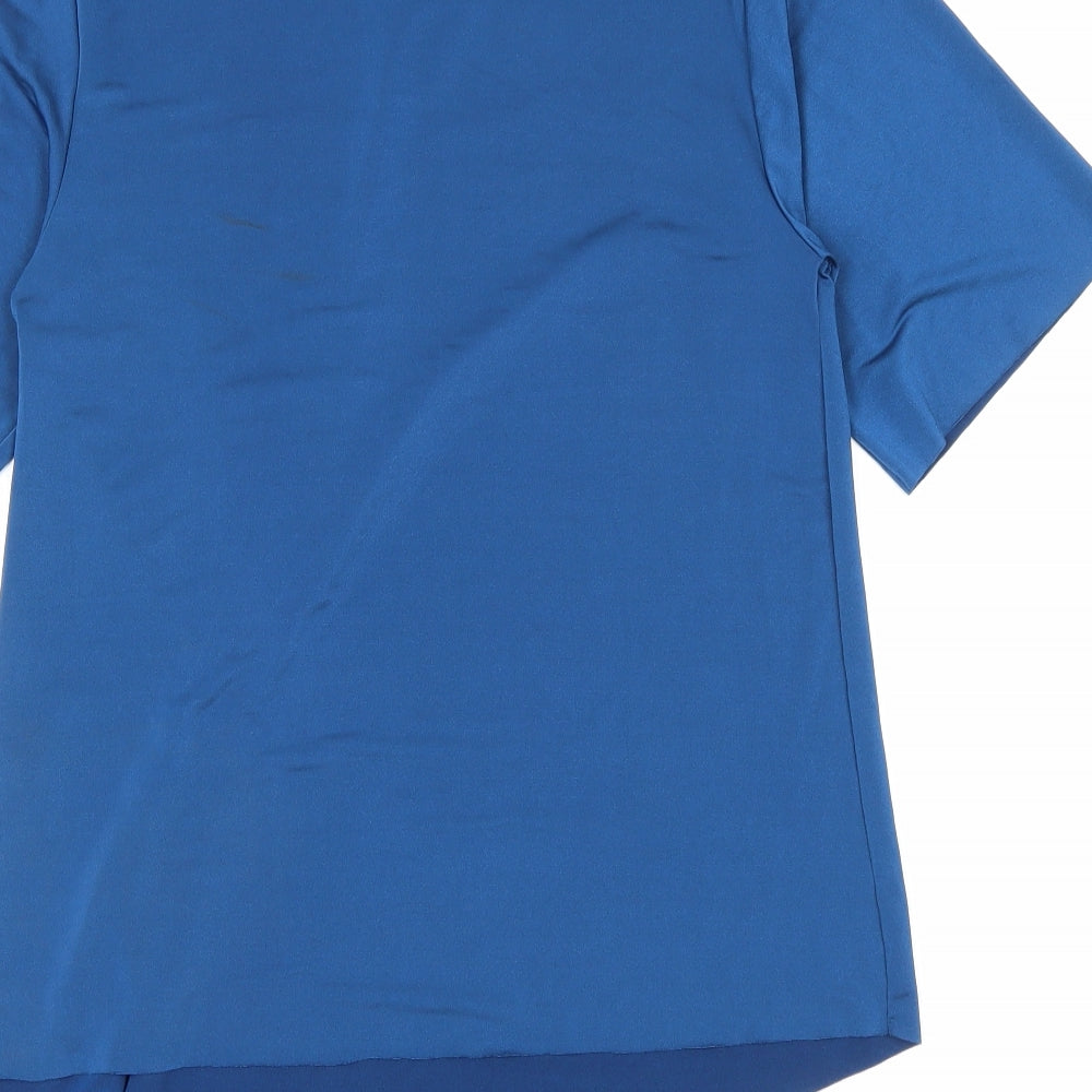 Marks and Spencer Womens Blue Polyester Basic T-Shirt Size 8 Round Neck
