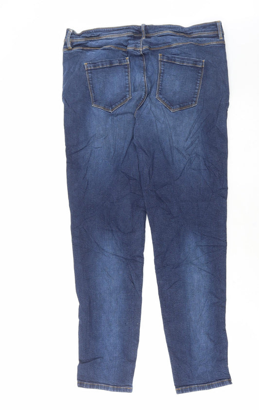 Preworn Womens Blue Cotton Skinny Jeans Size 36 in L29 in Regular Button