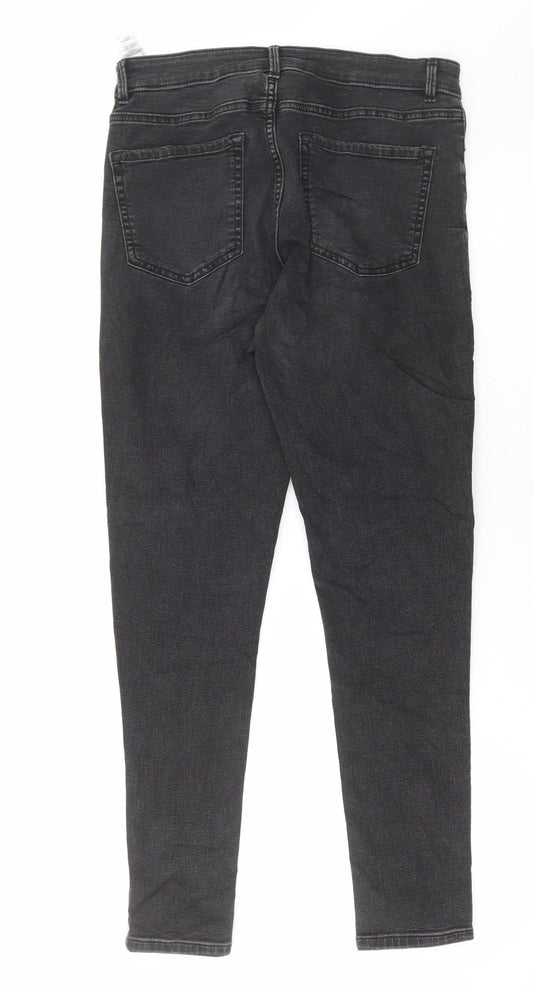 Marks and Spencer Womens Grey Cotton Skinny Jeans Size 12 L27 in Regular Button