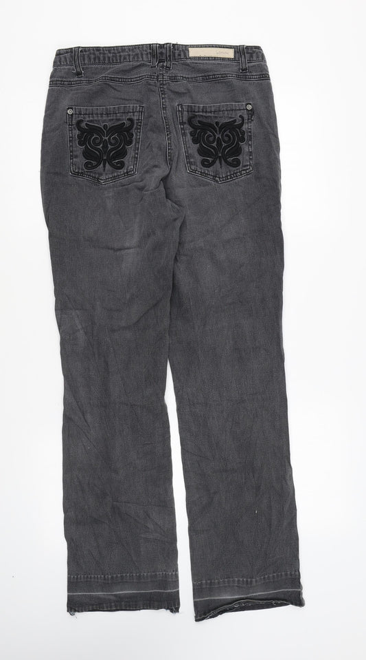 Intown Womens Grey Camel Straight Jeans Size 10 L28 in Regular Zip