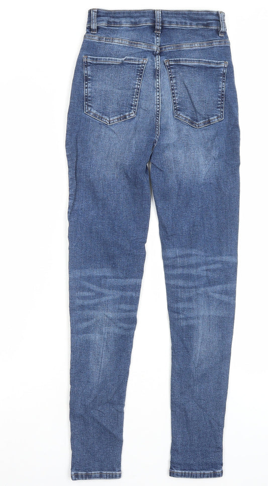 Marks and Spencer Womens Blue Cotton Skinny Jeans Size 6 L29 in Regular Button