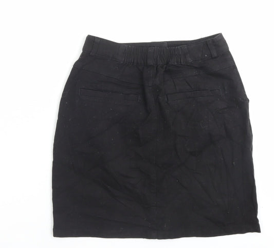 Ingni Womens Black Cotton A-Line Skirt Size M Button