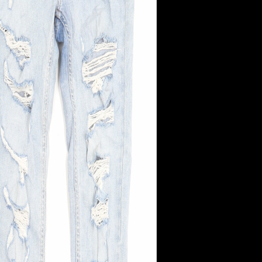 Pull&Bear Womens Blue Cotton Skinny Jeans Size 6 L29 in Regular Button