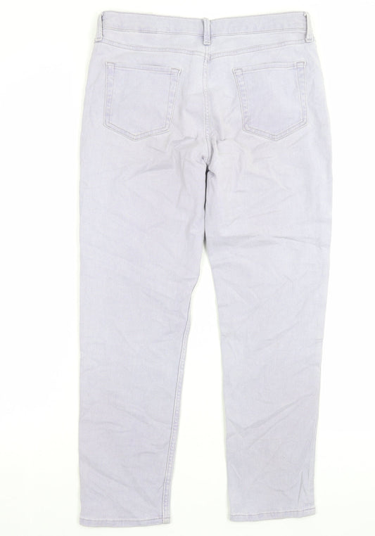 Marks and Spencer Womens Purple Cotton Straight Jeans Size 12 L27 in Regular Button