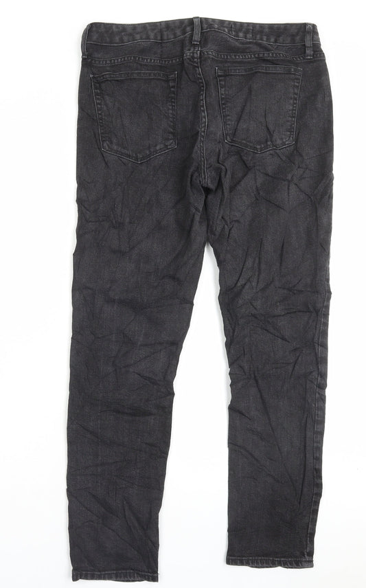 Gap Mens Black Cotton Straight Jeans Size 31 in L29 in Regular Button - Short Leg