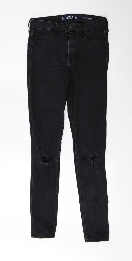 Hollister Womens Black Cotton Skinny Jeans Size 26 L28 in Regular Zip