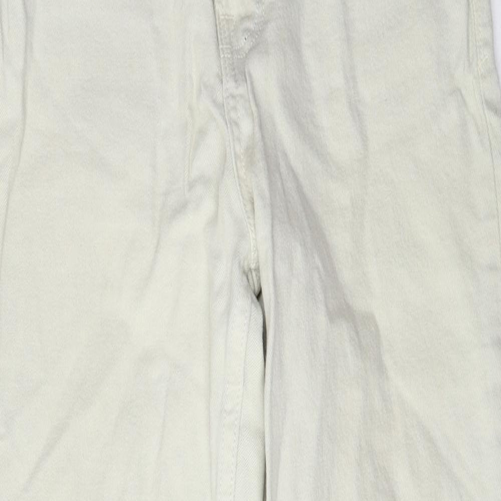 Stradivarius Womens Ivory Cotton Mom Jeans Size 10 L26 in Regular Zip