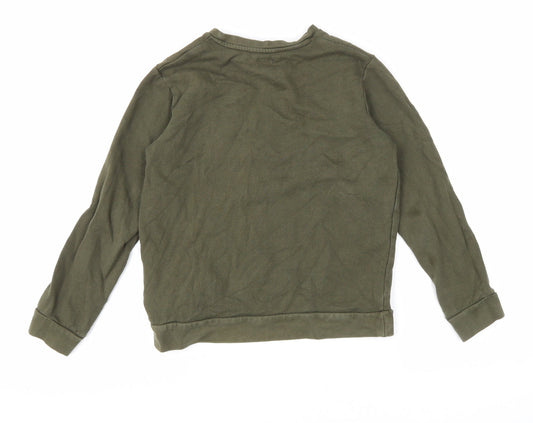 River Island Boys Green Cotton Pullover Sweatshirt Size 9-10 Years Pullover - Insect