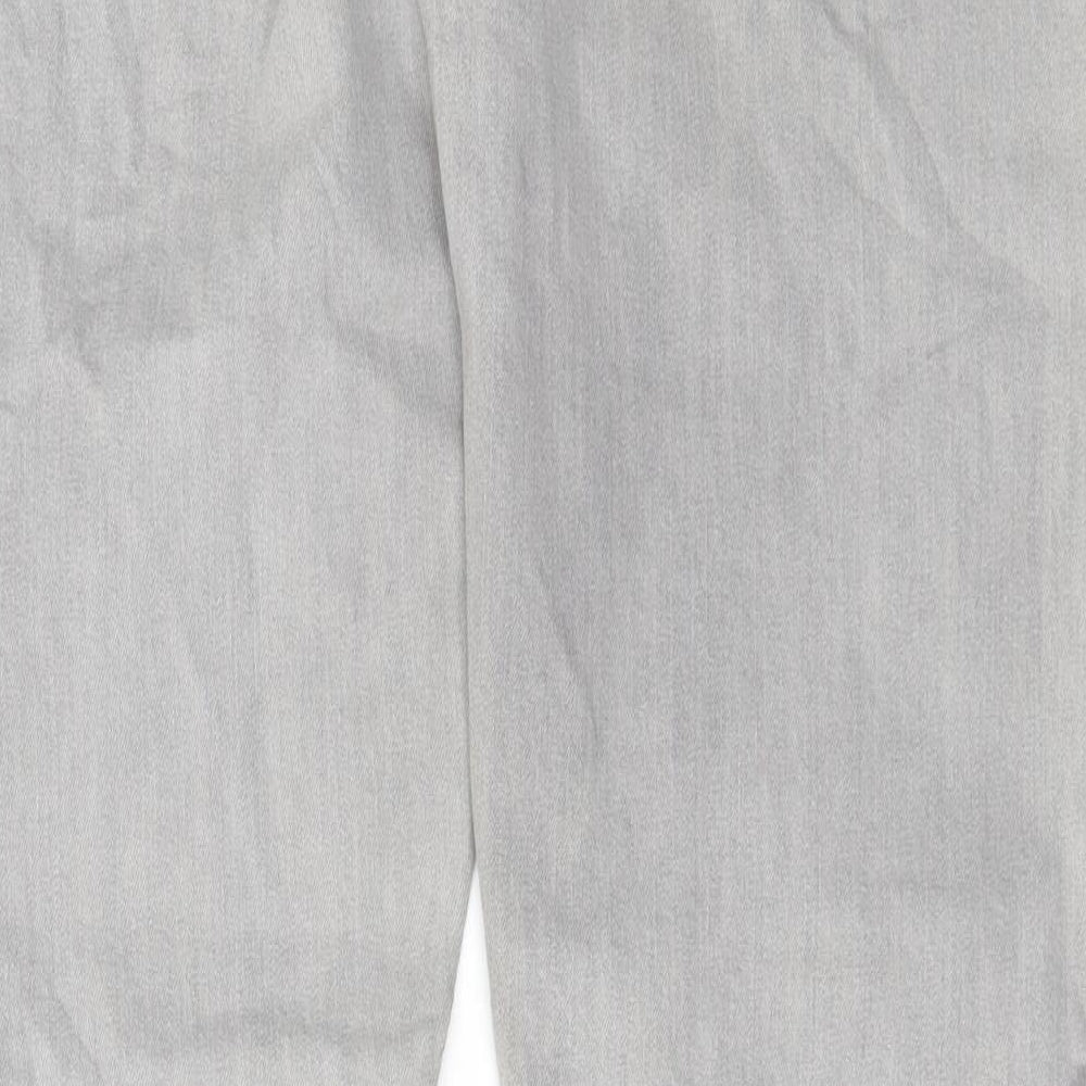 Redtag Mens Grey Cotton Straight Jeans Size 34 in L32 in Regular Button