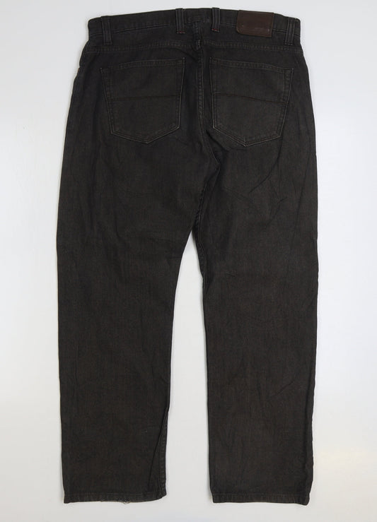Blue Harbour Womens Black Cotton Straight Jeans Size 34 in L31 in Regular Zip