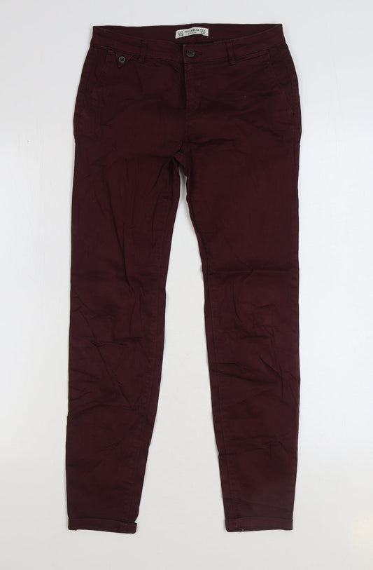 Pull&Bear Womens Red Cotton Skinny Jeans Size 6 L27 in Regular Zip