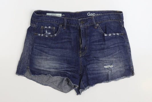 Gap Womens Blue Cotton Hot Pants Shorts Size 27 in Regular Zip - Distressed