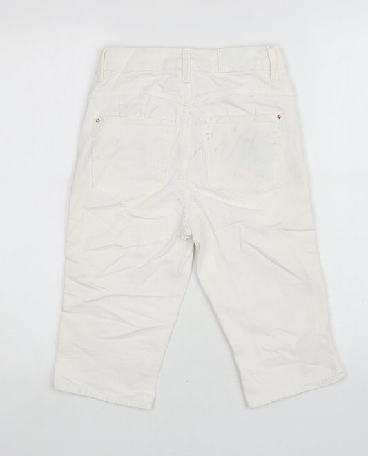Marks and Spencer Womens White Cotton Chino Shorts Size 6 L13 in Regular Zip