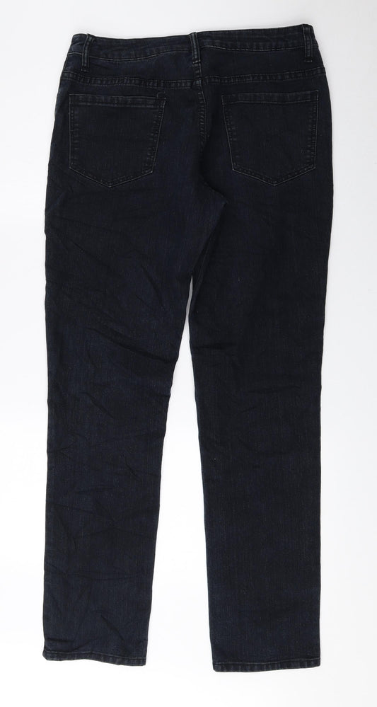 LEXI Womens Black Cotton Straight Jeans Size 10 L30.5 in Regular Zip