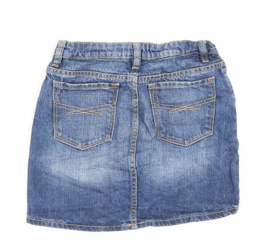 Gap Girls Black Cotton A-Line Skirt Size 10 Years Regular Zip