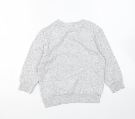 Very Girls Grey Cotton Pullover Sweatshirt Size 5-6 Years Pullover - Elfie Selfie