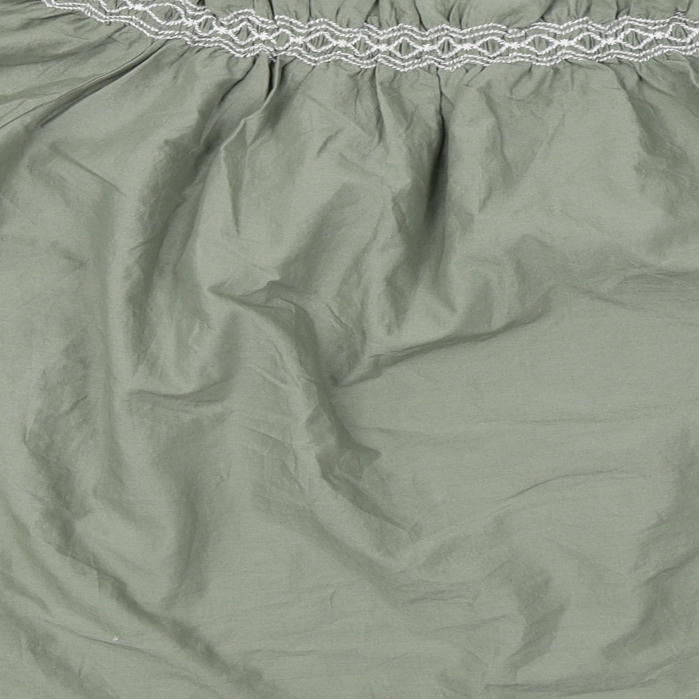Marks and Spencer Womens Green Cotton Basic Blouse Size 10 Off the Shoulder