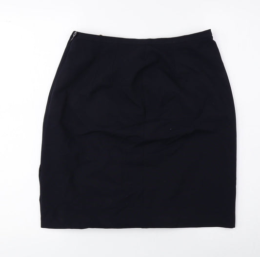 Marks and Spencer Womens Blue Polyester Straight & Pencil Skirt Size 12 Zip