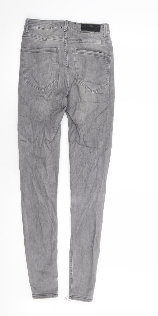 VERO MODA Womens Grey Cotton Skinny Jeans Size S L30 in Regular Zip