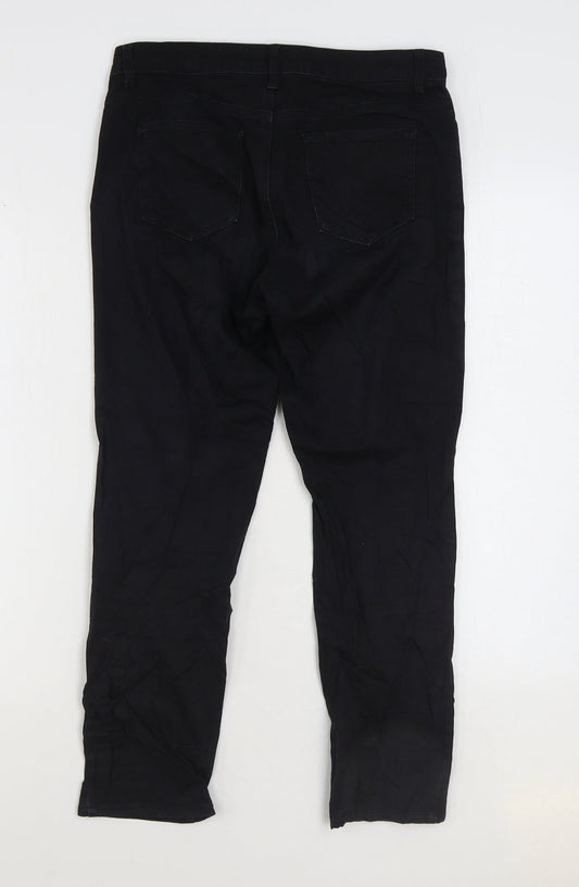 Cinema Club Womens Black Cotton Straight Jeans Size 30 in L24 in Regular Zip