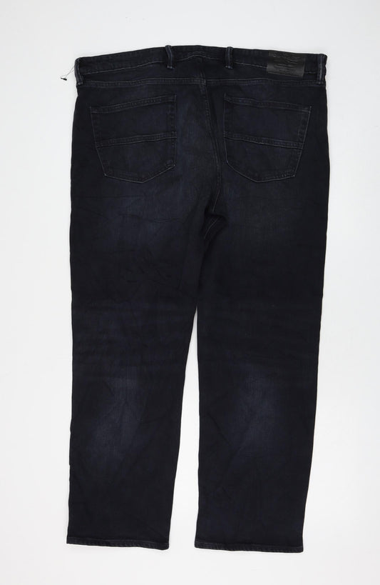 Marks and Spencer Womens Black Cotton Straight Jeans Size 40 in L29 in Regular Zip