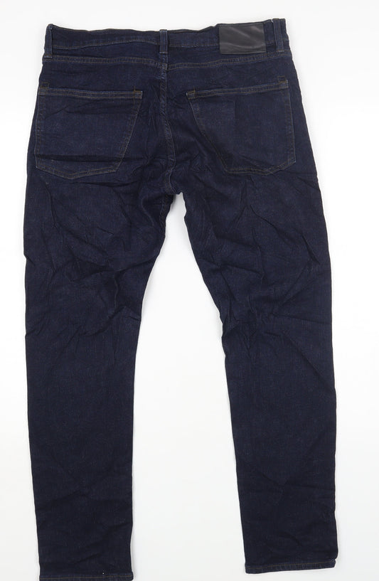 Marks and Spencer Womens Blue Cotton Skinny Jeans Size 34 L28 in Regular Button