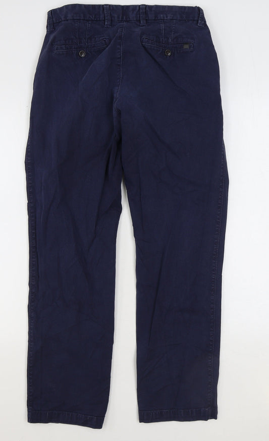 Blue Habour Womens Blue Cotton Chino Trousers Size 32 in L31 in Regular Zip