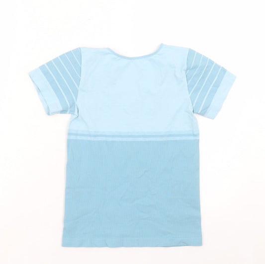 Levante Womens Blue Polyester Basic T-Shirt Size L Crew Neck Pullover - Compression