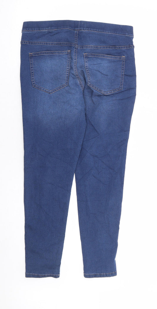 Marks and Spencer Womens Blue Cotton Flared Jeans Size 12 L26 in Regular - Short Length