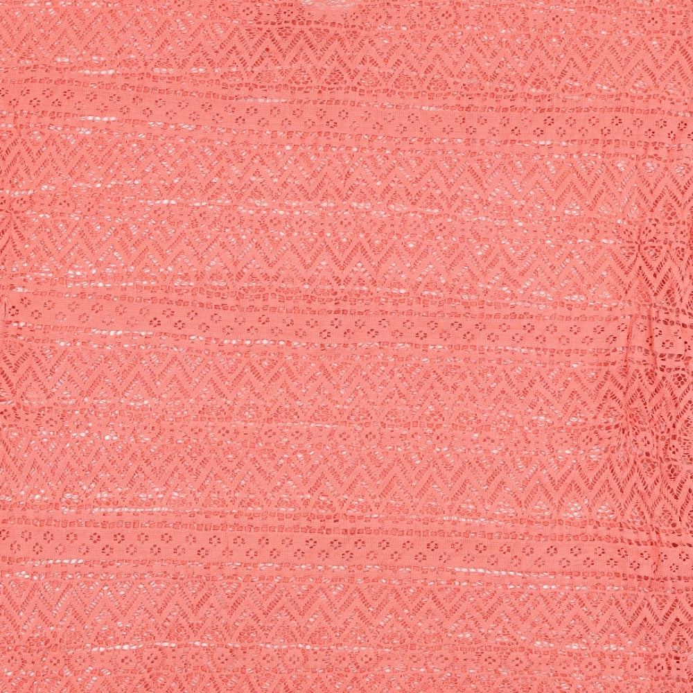 Simply Yours Womens Pink Geometric Cotton Shift Size 12 V-Neck Pullover - Beach Cover