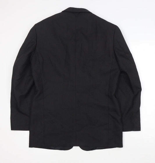 Zantos Mens Black Striped Polyester Jacket Suit Jacket Size 38
