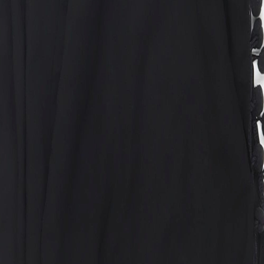Boohoo Womens Black Polyester Harem Trousers Size S L29 in Regular Tie - Beach Pants PonPons