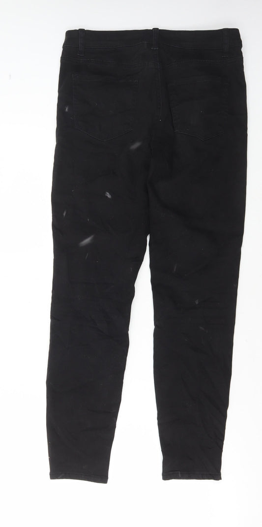 Denim & Co. Womens Black Cotton Skinny Jeans Size 12 L29 in Regular Button
