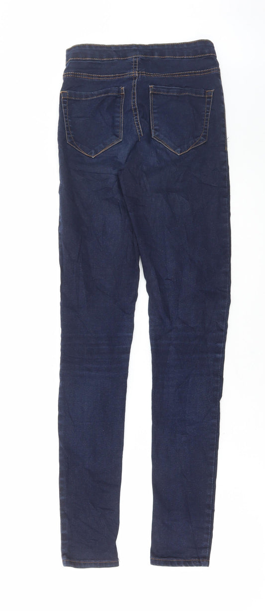Denim & Co. Womens Blue Cotton Skinny Jeans Size 24 in L31 in Regular Button
