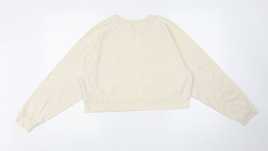 Miss Selfridge Womens Ivory Cotton Pullover Sweatshirt Size S Pullover - Cropped