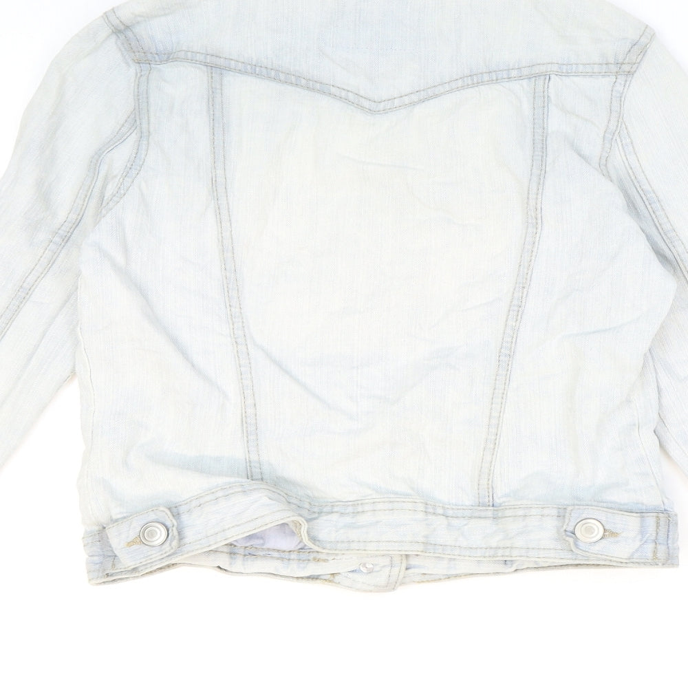 Denim & Co. Womens Blue Jacket Size 6 Button