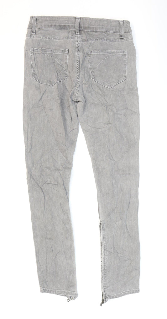 Superfine Mens Grey Cotton Skinny Jeans Size 27 L28 in Regular Zip