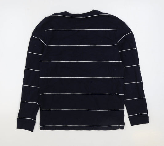 Marks and Spencer Mens Blue Striped Cotton Pullover Sweatshirt Size S