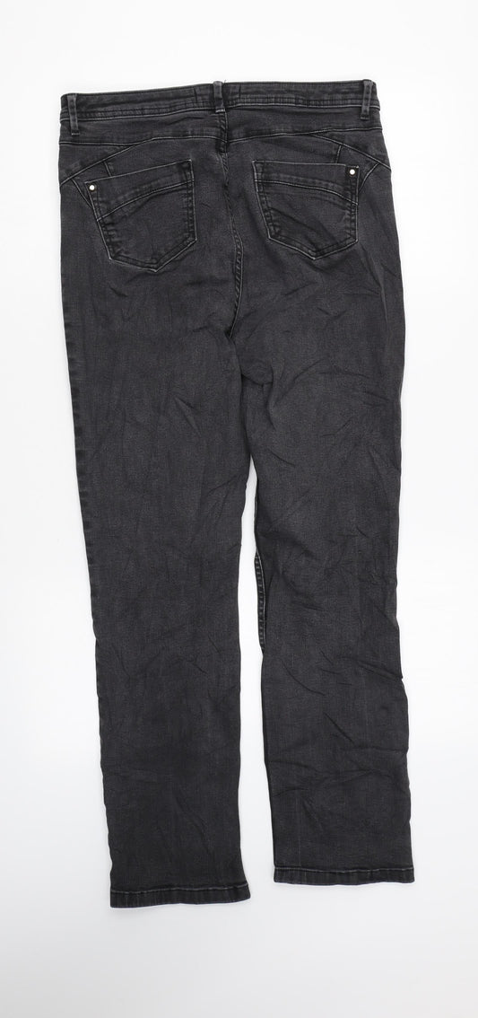 Marks and Spencer Womens Black Cotton Skinny Jeans Size 12 L27 in Regular Zip