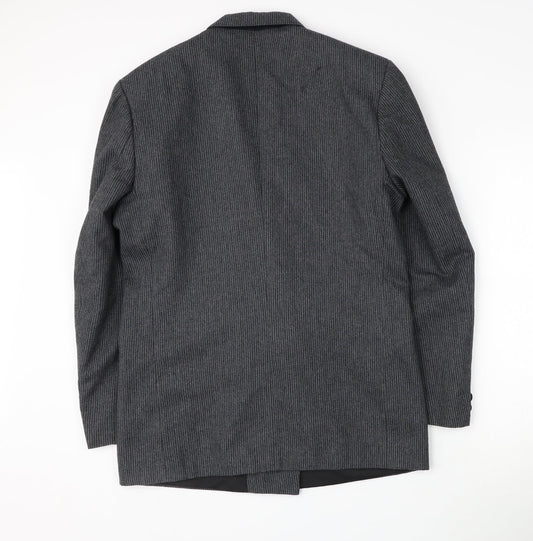 Marlowe Mens Grey Striped Polyester Jacket Suit Jacket Size 38
