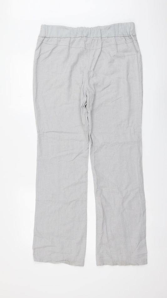 FunMum Womens Grey Linen Trousers Size M L29 in Regular Button