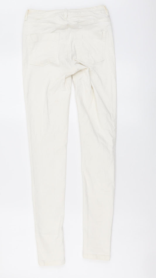 Waredenim Womens White Cotton Skinny Jeans Size 8 L29 in Regular Button