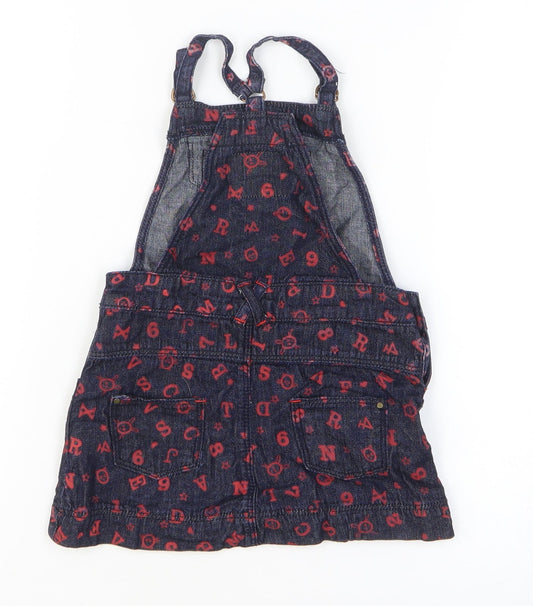 Arabella & Addison Girls Blue Geometric 100% Cotton Dungaree One-Piece Size 24 Months Pullover