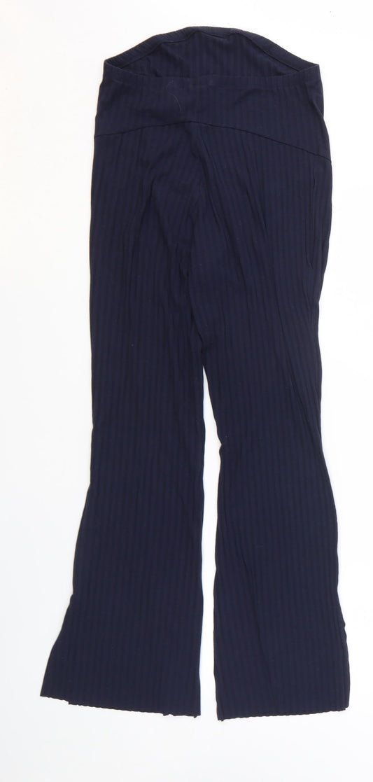 H&M Womens Blue Polyester Trousers Size M L28 in Regular