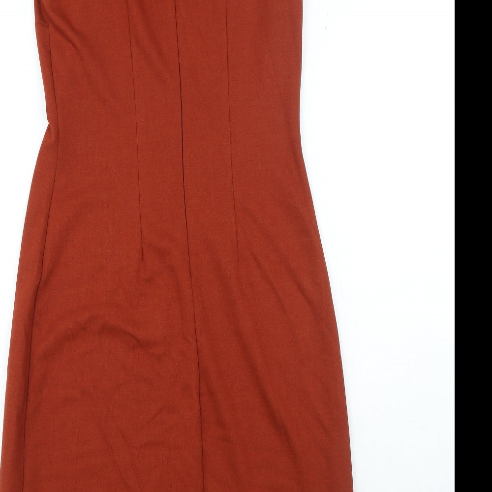 Marks and Spencer Womens Brown Polyester Ball Gown Size 8 Round Neck Pullover